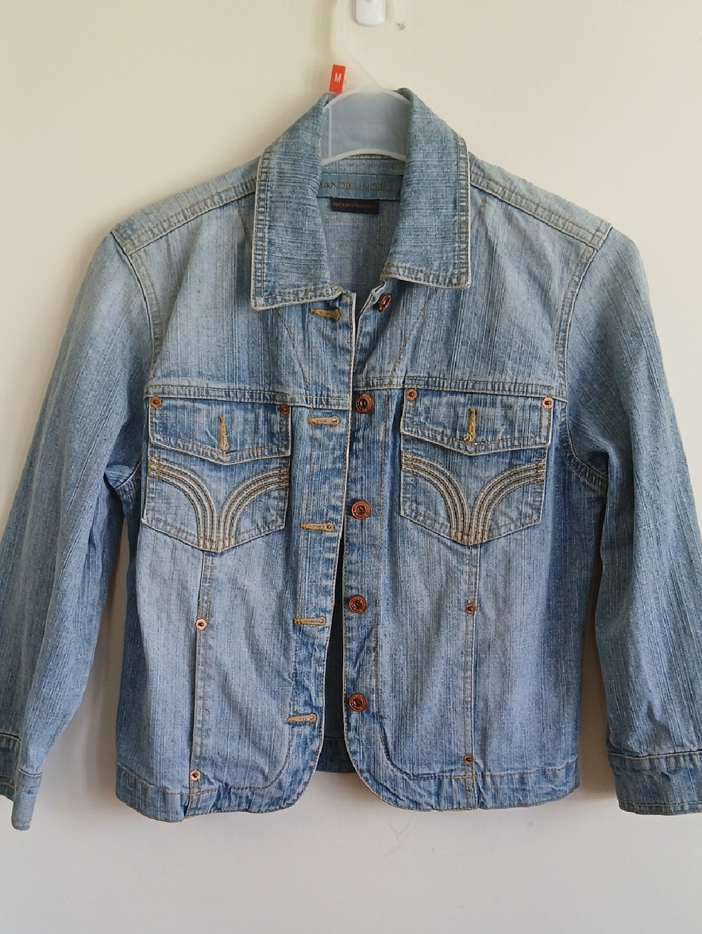 Light Wash Women's Denim Jacket with Contrast Stitching